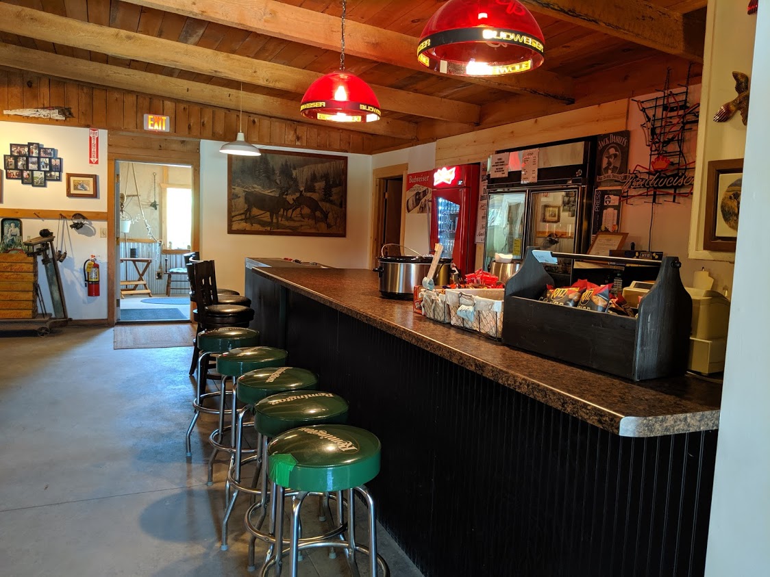 The bar inside the barn Joe's Clays